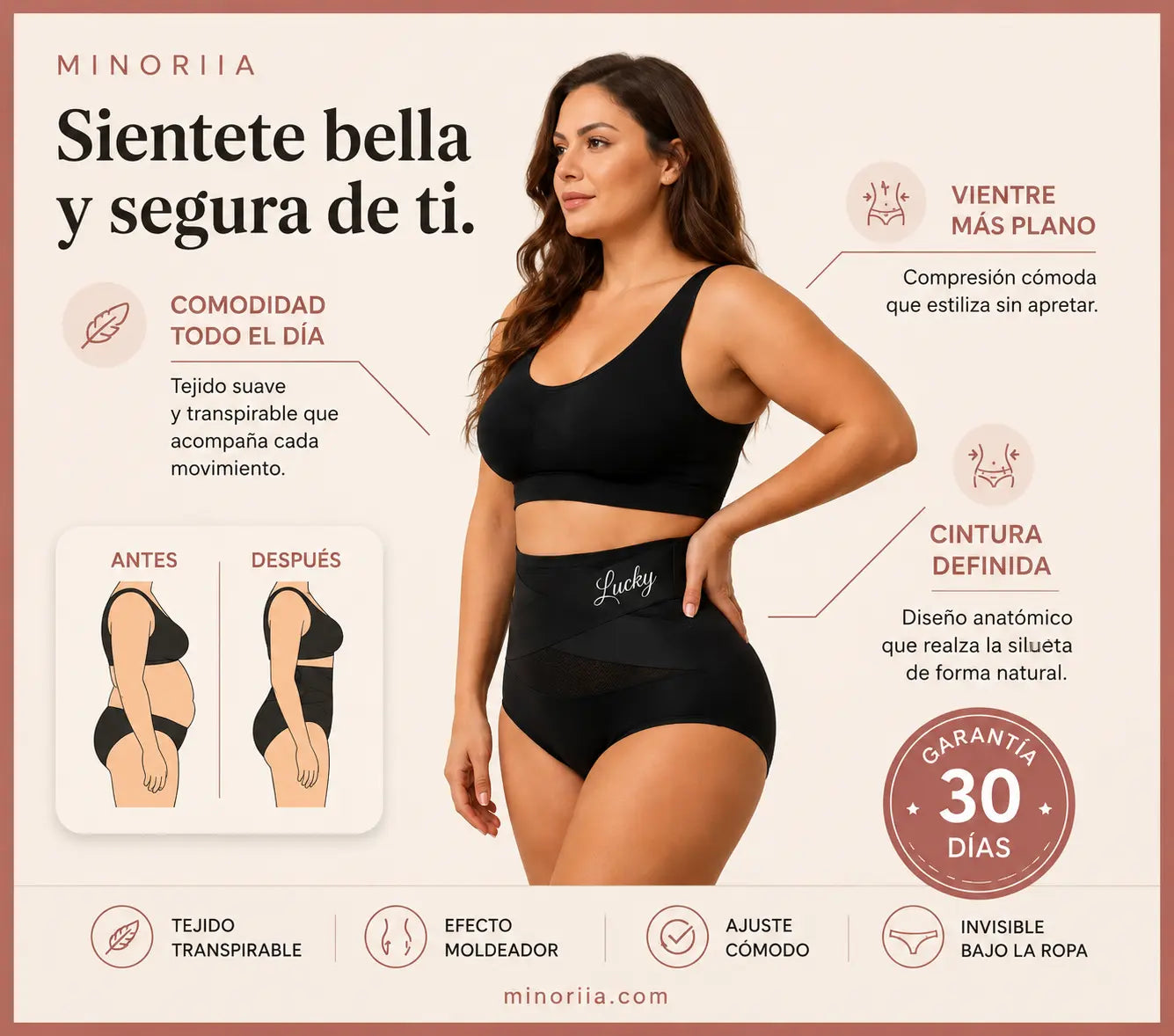 Braga Moldeadora de Tiro Alto  Control de Vientre Sin Costuras