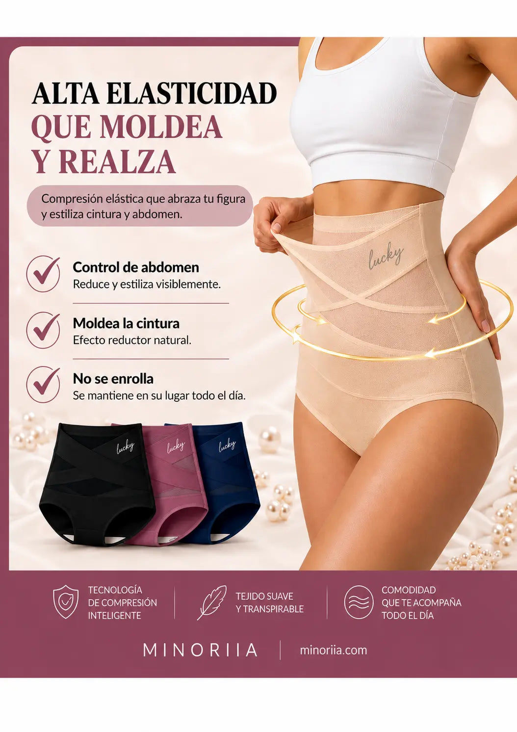 Braga Moldeadora de Tiro Alto  Control de Vientre Sin Costuras