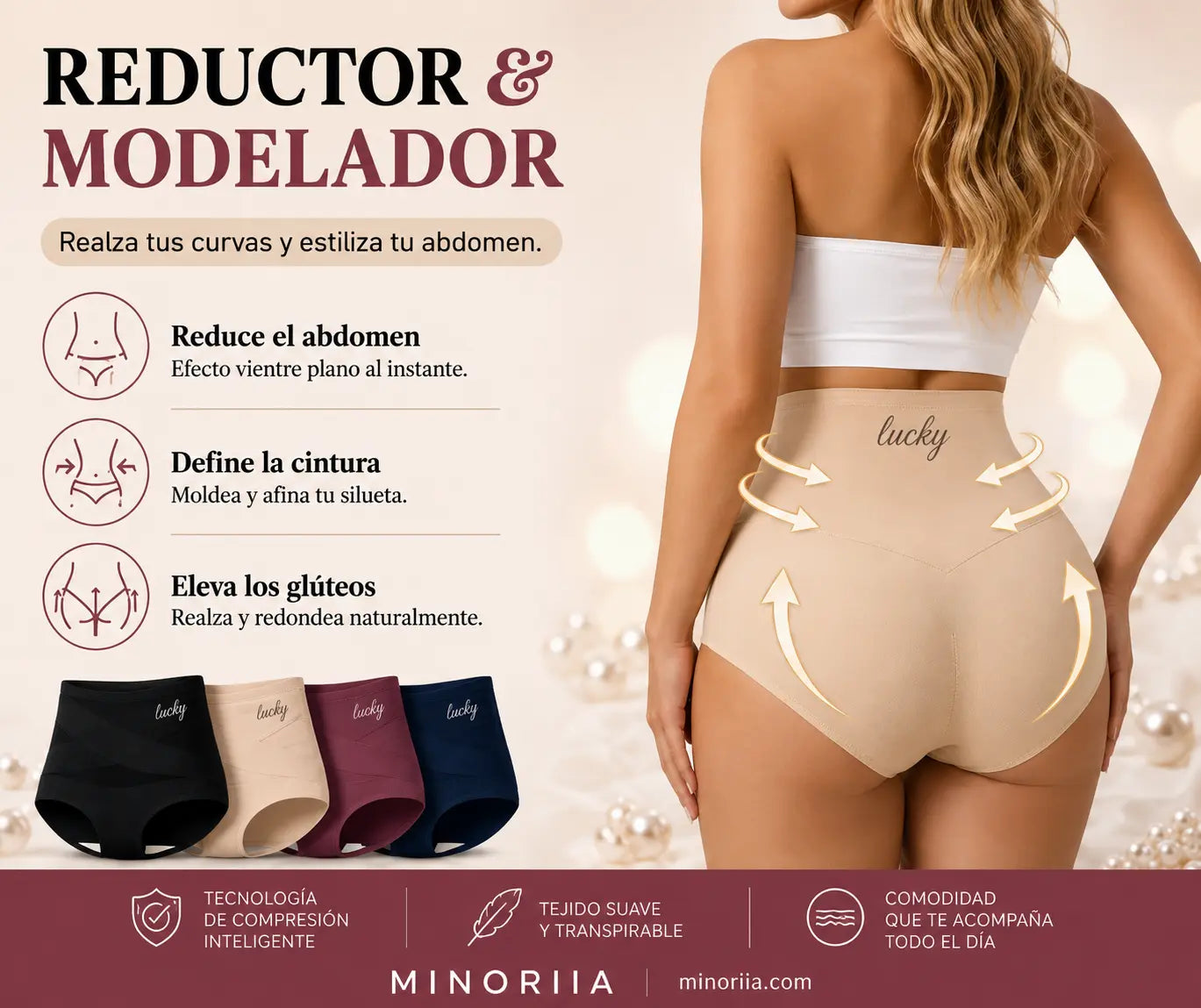 Braga Moldeadora de Tiro Alto  Control de Vientre Sin Costuras
