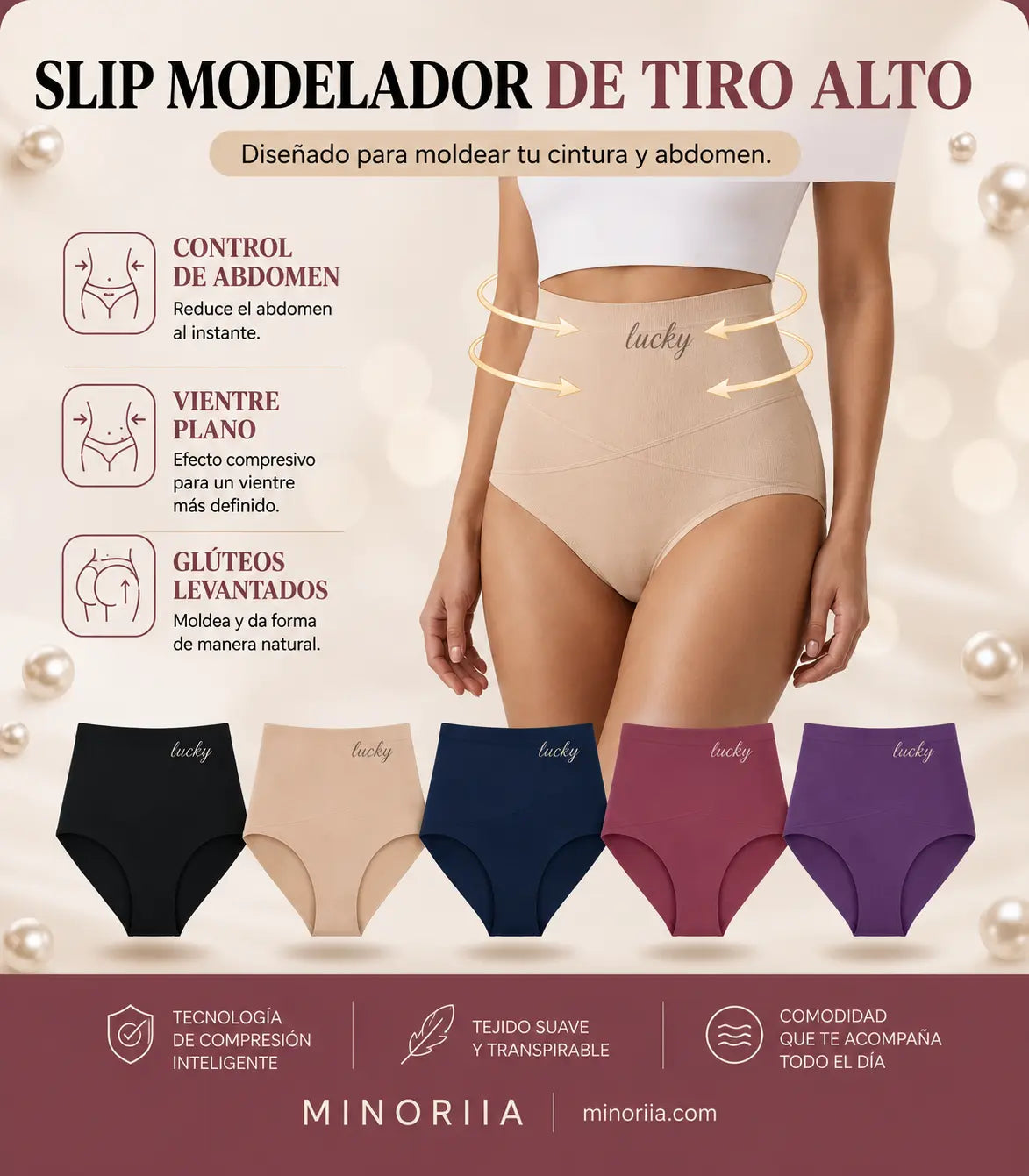 Braga Moldeadora de Tiro Alto  Control de Vientre Sin Costuras
